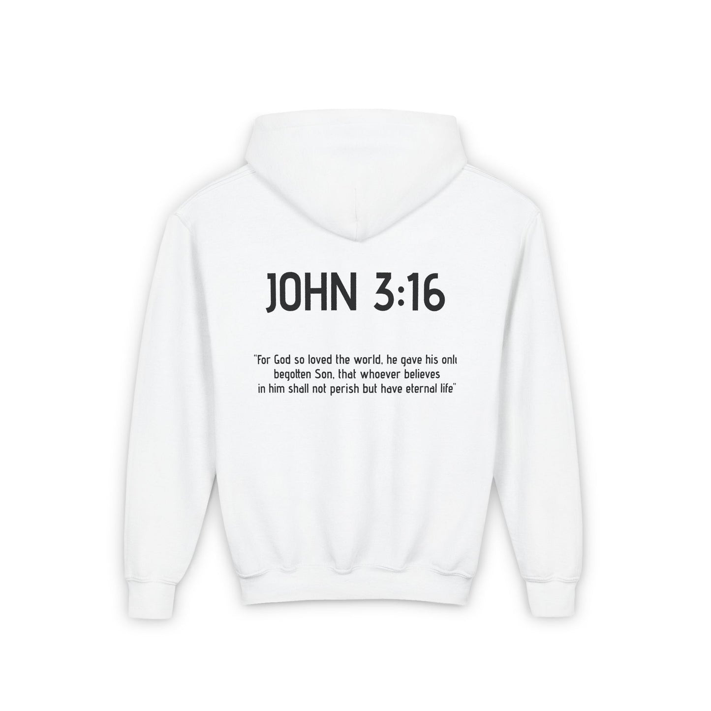 John Bible Verse Hoodie - Youth Heavy Blend