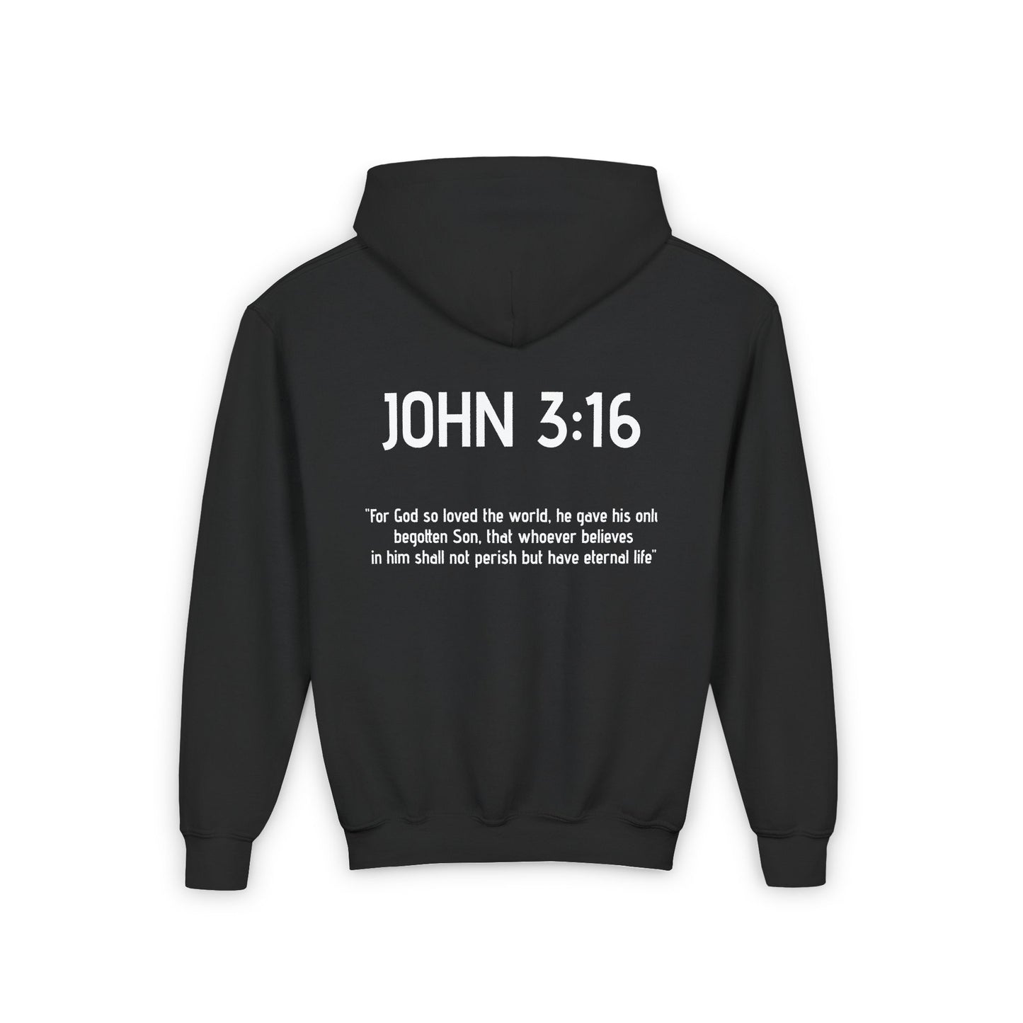 John Bible Verse Hoodie - Youth Heavy Blend