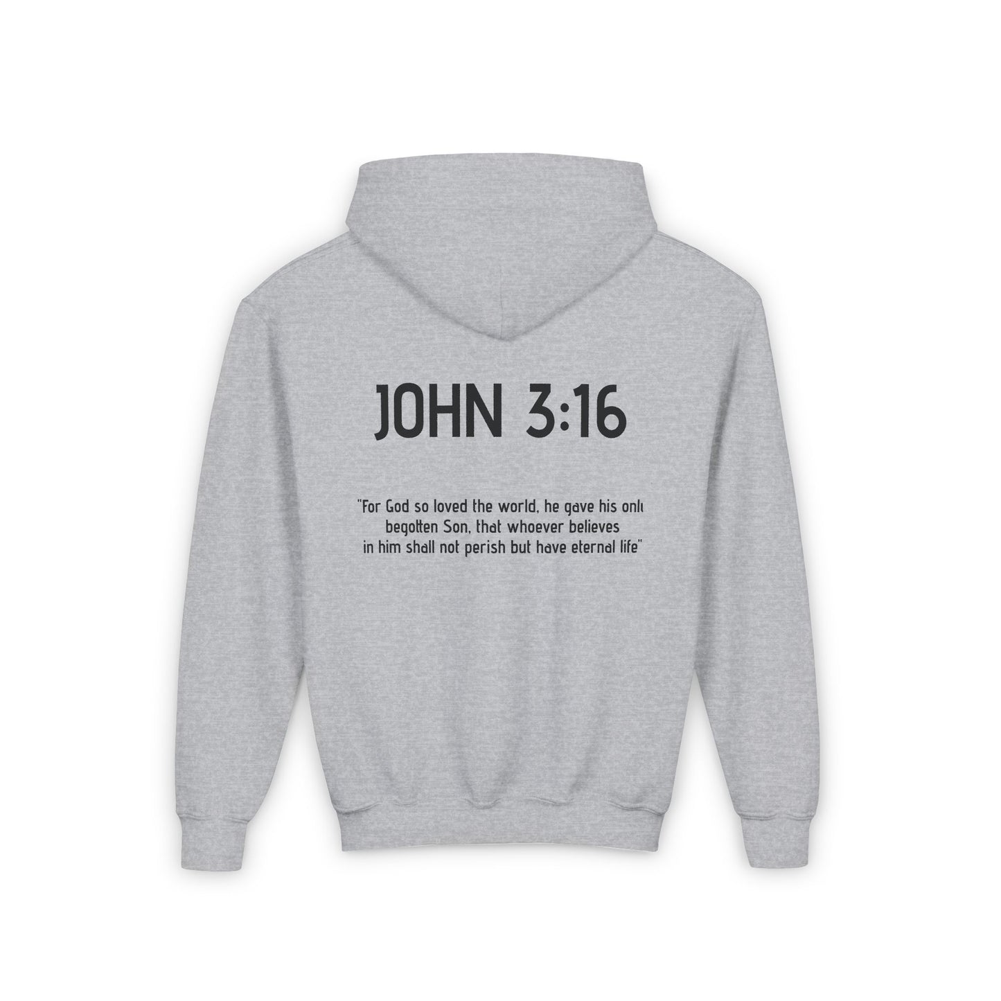 John Bible Verse Hoodie - Youth Heavy Blend