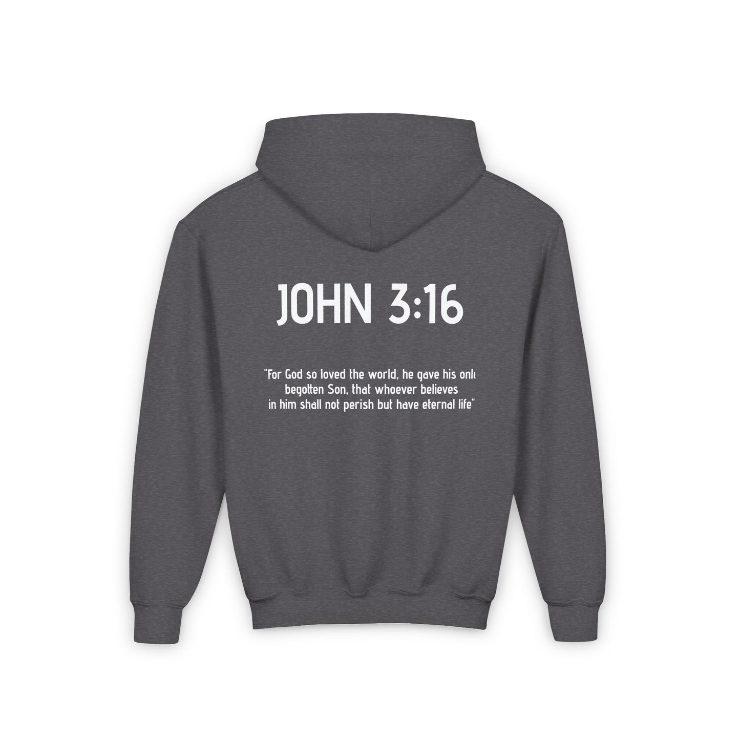 John Bible Verse Hoodie - Youth Heavy Blend
